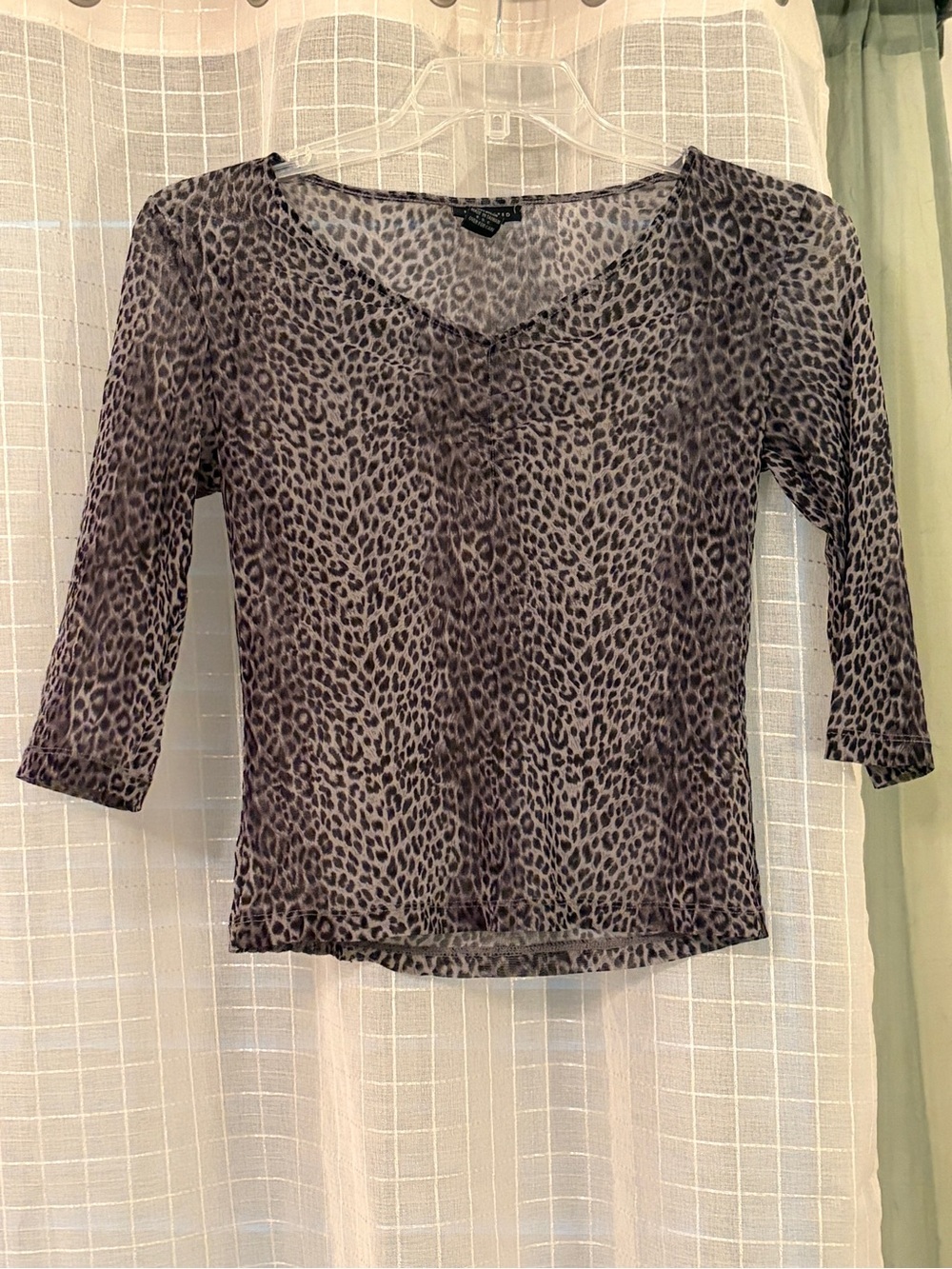 The Limited Sheer Leopard Print V-Neck Top - Gray